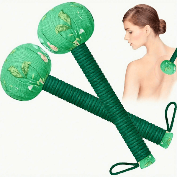 Long-Handled Wormwood Massage Hammer for Lymphatic Drainage
