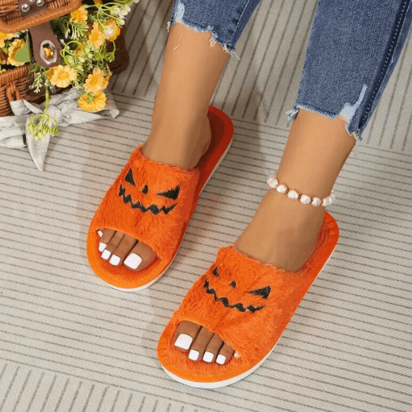 Halloween Plush Pumpkin House Slippers