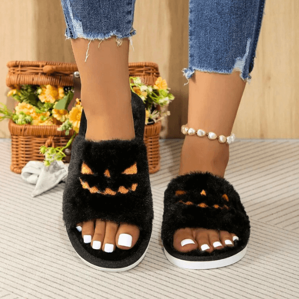 Halloween Plush Pumpkin House Slippers