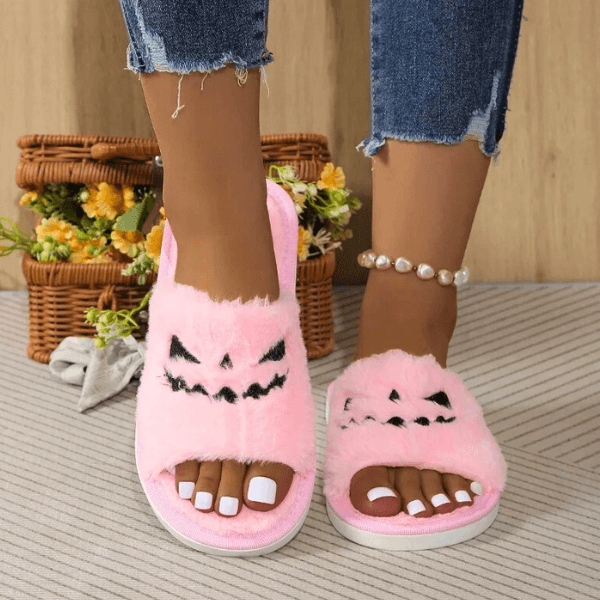 Halloween Plush Pumpkin House Slippers
