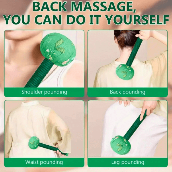 Long-Handled Wormwood Massage Hammer for Lymphatic Drainage