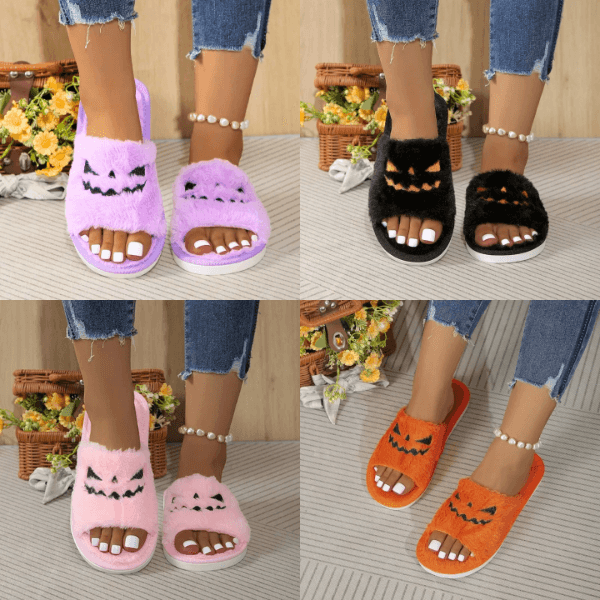 Halloween Plush Pumpkin House Slippers