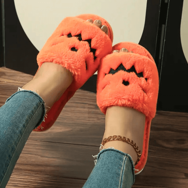 Halloween Plush Pumpkin House Slippers