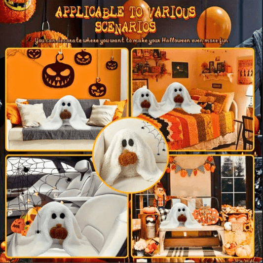 Plush Pumpkin Ghost Hand Puppet Cushion – Halloween Cozy Edition