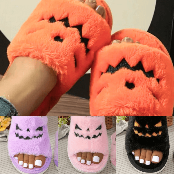 Halloween Plush Pumpkin House Slippers