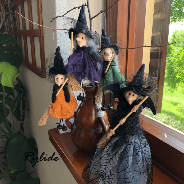 Handmade Halloween Witch Ornaments