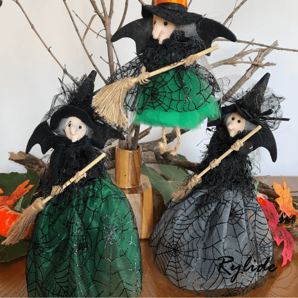 Handmade Halloween Witch Ornaments