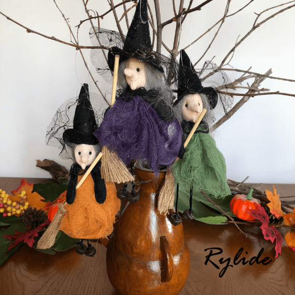 Handmade Halloween Witch Ornaments