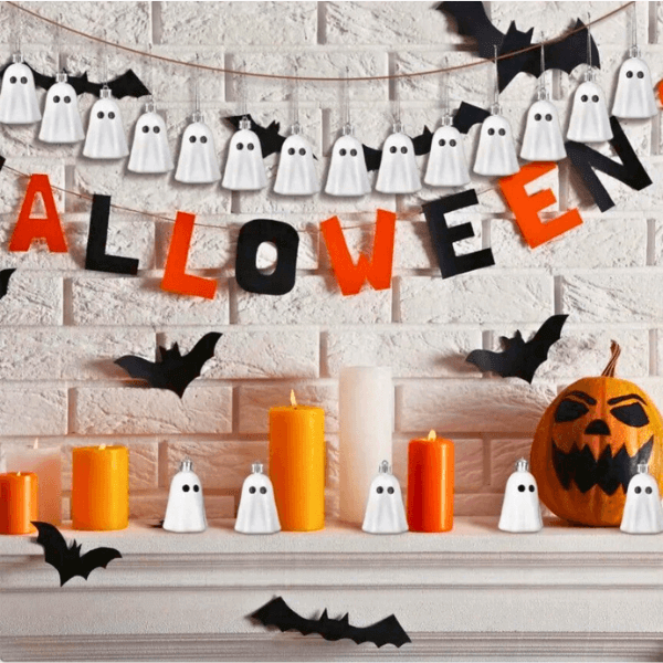Floating Spooky Ghosts Halloween Decor Pack (Pack of 8)